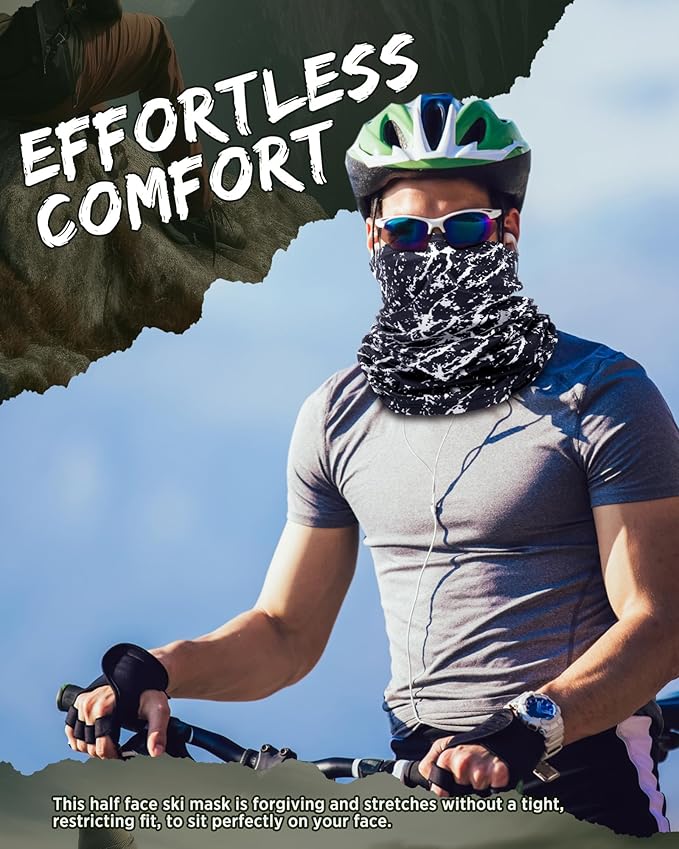 Cuffbow 12 Pack Neck Gaiters Face Mask Balaclava for Men Women Cooling Neck Gaiter Summer UV Protection Scarf