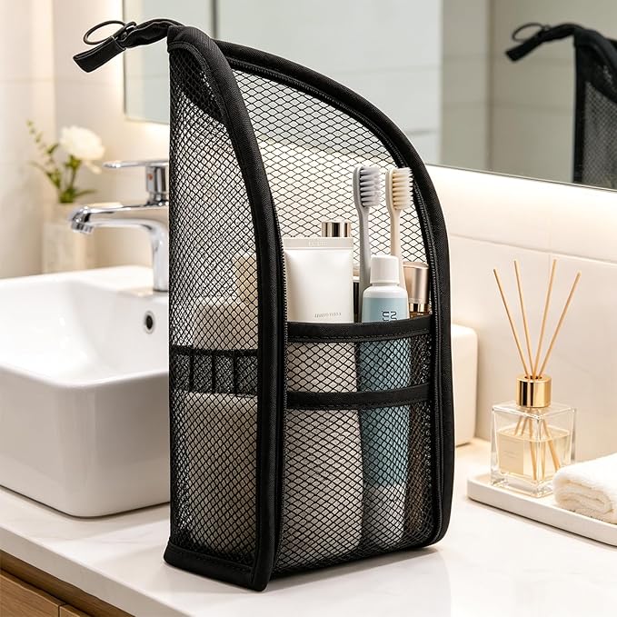 Standing Toiletry Bag, Portable Lightweight Travel Toiletry Bag (White)