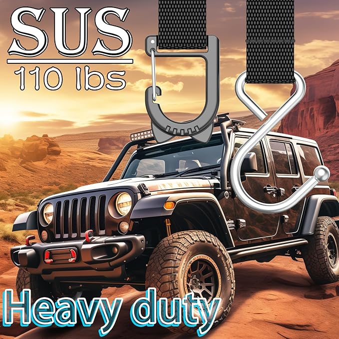 Purse Hook for Car, S-Shape Headrest Hooks, 2 Pack | 100 LBS Heavy Duty, Safe Flat Design, Multi-Use for Bags & Sports Fence