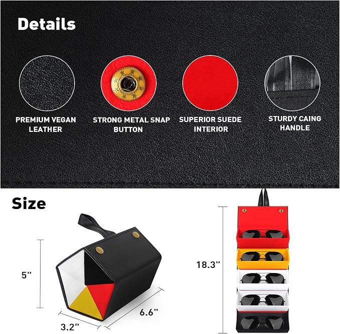 Travel Sunglasses Organizer, Sunglasses Travel Case for Multiple Pairs, Multiple Glasses Travel Case for Women, Men