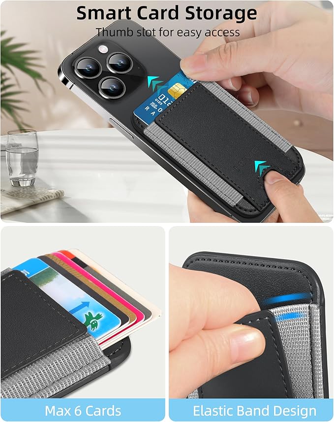 HiWe for MagSafe Wallet: 7-Card Holder, RFID Blocking, Strong Magnet for iPhone 12-17 Series, Slim, 1 Slot