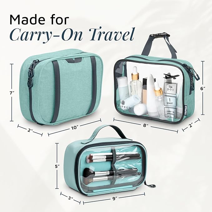 Toiletry Bag Kit Set: Hanging Travel Toiletry Bag + 311 TSA Cosmetic Liquid Bag + Ultralight Accessory Organizer Pouch