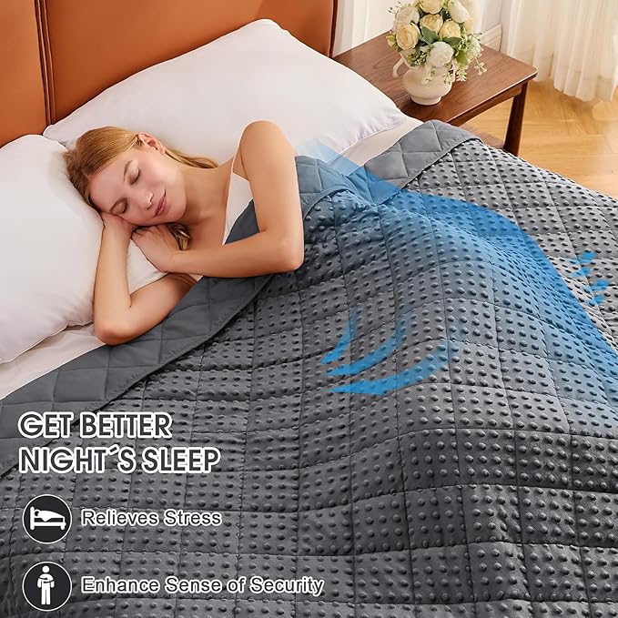 Grey Weighted Blanket for Adults 12lbs, 48"x72", Twin Full Size Cooling Minky Heavy Throw Blanket for 110-130lbs, Soft Winter Thick Big Blankets Weighted Comforter Gifts for Sleeping