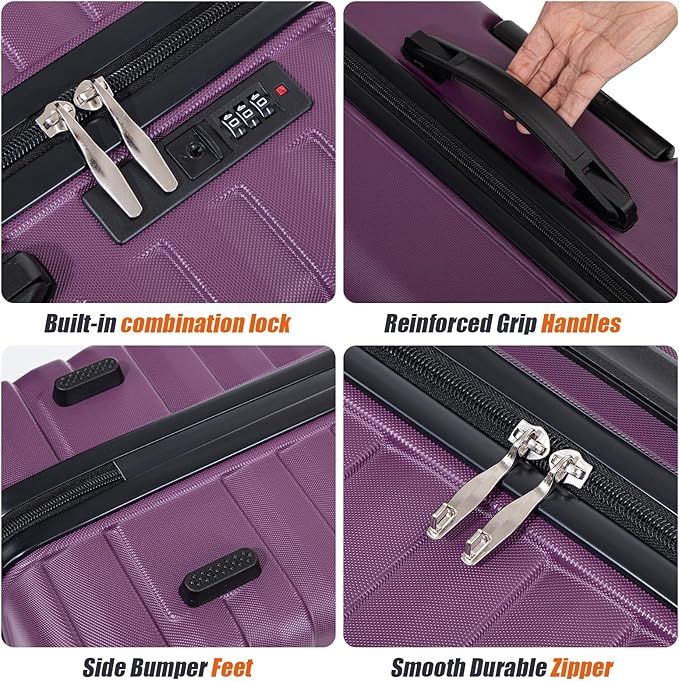 Cosbarn Luggage Sets 5 Piece Suitcases with Wheels, Suitcase Set ABS Hard Case Luggage with Spinner Wheels Durable Travel Luggage