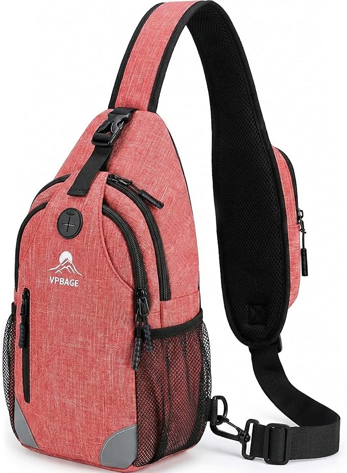 Sling Backpack for Women & Men, Crossbody Travel Bag with Water Bottle Holders, 17 Pockets, Quick-Access Phone Pocket, Hidden Security Pocket, Fits 11" Tablet, for Daily Carry, Travel, Theme Parks