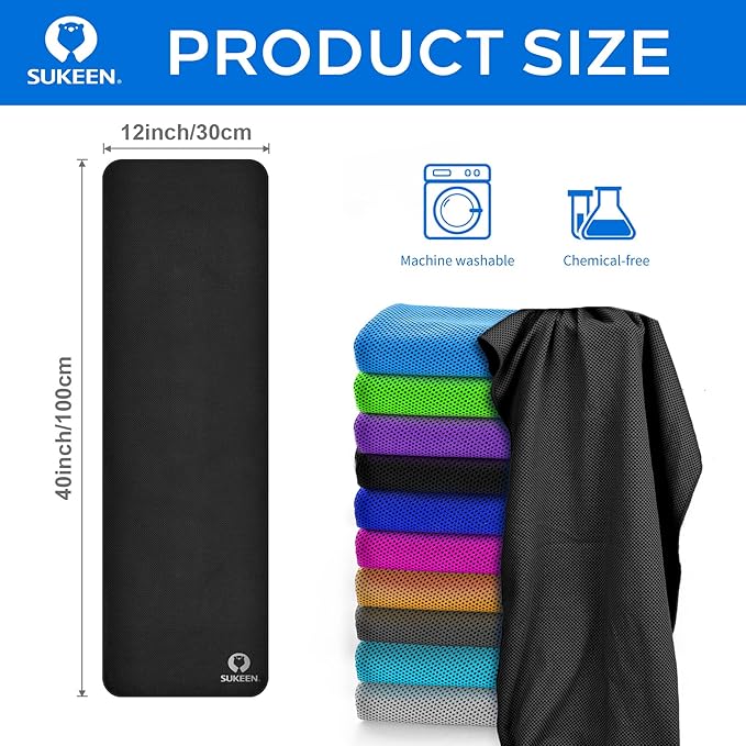 Sukkeen Chilly Towel(40"x12") for Neck & Head, Soft & Breathable - Cold Towel for Yoga, Golf, Gym & More