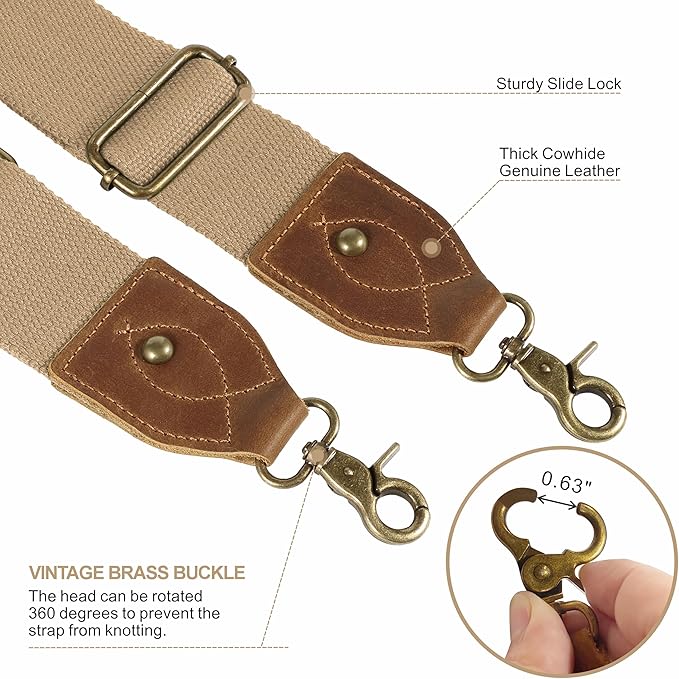 Nefelibata Purse Strap-2"Crazy Horse Leather Bag Strap Adjustable Replacement,Retro Jacquard Embroidery Crossbody Straps
