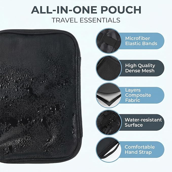 Charger Organizers Travel Case Cord Travel Harger Case Cable Organizer Bag Electronics Organizers Tech Pouch Portable Waterproof for Cords, Chargers, Earphones, Phone, SD Cards, USBs, Black
