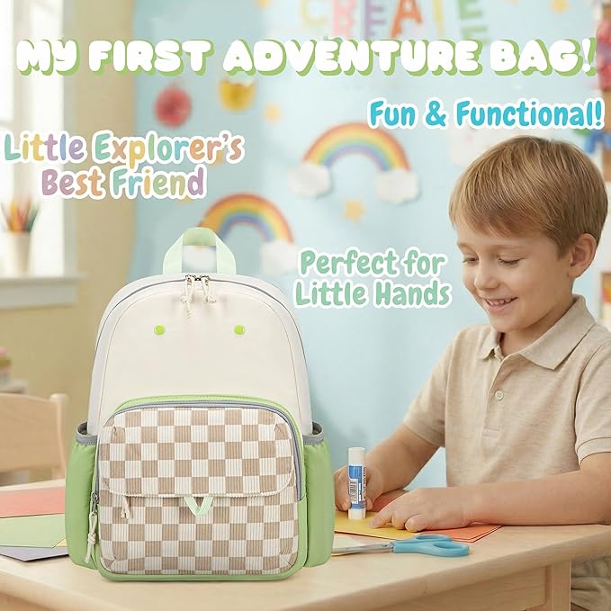 BTOOP Kids Backpack for Boys Girls 3-6, Preschool Kindergarten Backpack with Insulated Lunch Compartment & Chest Strap, Cute Lightweight School Travel Bag Fits A4 Folder