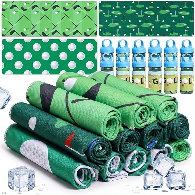 Hosuly 12 Pcs Sports Cooling Towels Basketball Football Golf Breathable Portable Chilly Ice Towel Bulk Fast Drying Microfiber, 32 x 12 in for Sport Party Favors Team Birthday Gifts