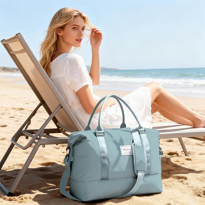 Travel Duffel Bag, Sports Tote Gym Bag, Shoulder Weekender Overnight Bag for Women