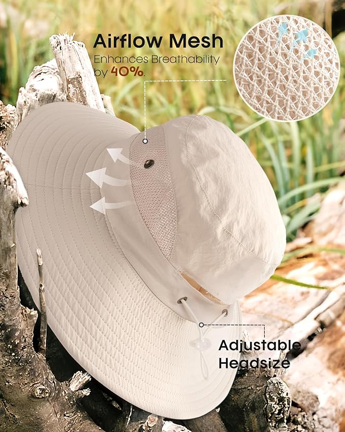 FURTALK Womens Sun Hat with Ponytail Hole Beach Hiking Summer Wide Brim UPF 80+ Outdoor Protection Foldable Bucket Hat