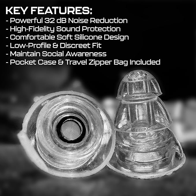 X32 Maximum Protection Earplugs | 32dB Noise Reduction Earplugs | Tactical Hearing Protection for Shooting and Industrial Use | Includes Small and Large Sizes