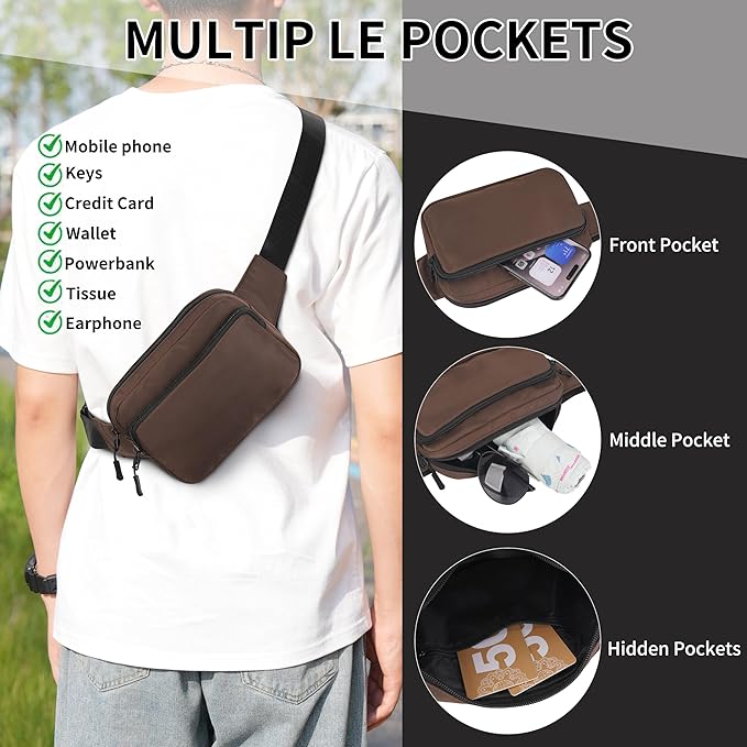 Fanny Pack Nylon Mini Belt Bag Everywhere Belt Bag for Women Water Repellent Waist Packs Crossbody Bags with Adjustable Strap