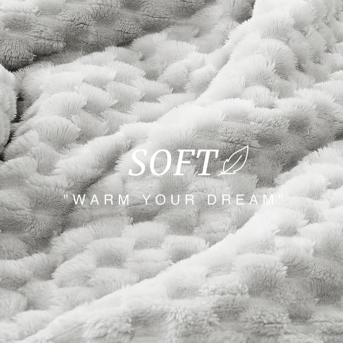 EXQ Home Gentle Soft Fleece Throw Blanket – Cozy Lightweight 3D Imitation Turtle Shell Jacquard Blanket for Couch Bed – All-Season Warm Fuzzy Flannel Blanket for Women Mom Her Gift(50"x60",Light Grey)