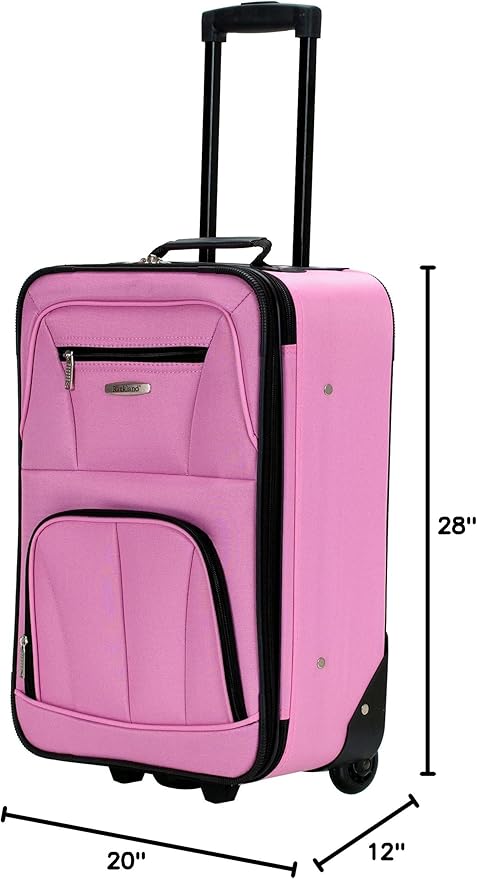 Rockland Fashion Softside Upright Luggage Set, Expandable, Pink, 4-Piece (14/19/24/28)