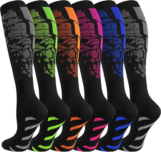cerpite Compression Socks for Women & Men 6 Pairs Knee High Compression Socks 20-30 mmhg Best for Running,Nurse,Travel