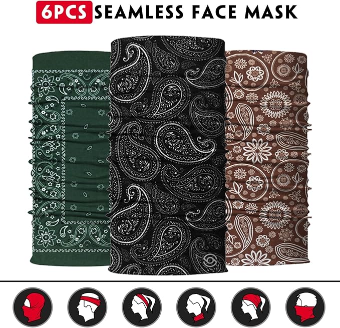 Neck Gaiter for Men Women Headwear Bandana Head Wrap Face Scarf Mask Cover Warmer Balaclava-Seamless & Versatile