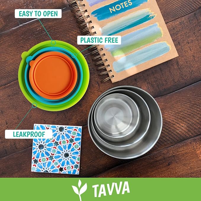 TAVVA Stainless Steel Lunch Containers [12oz/ 7oz/ 3oz] - BPA-Free Metal Lunchbox with Leakproof Silicone Lids - Lunch Box - Small Snack Food Containers with Lids - Dishwasher Safe