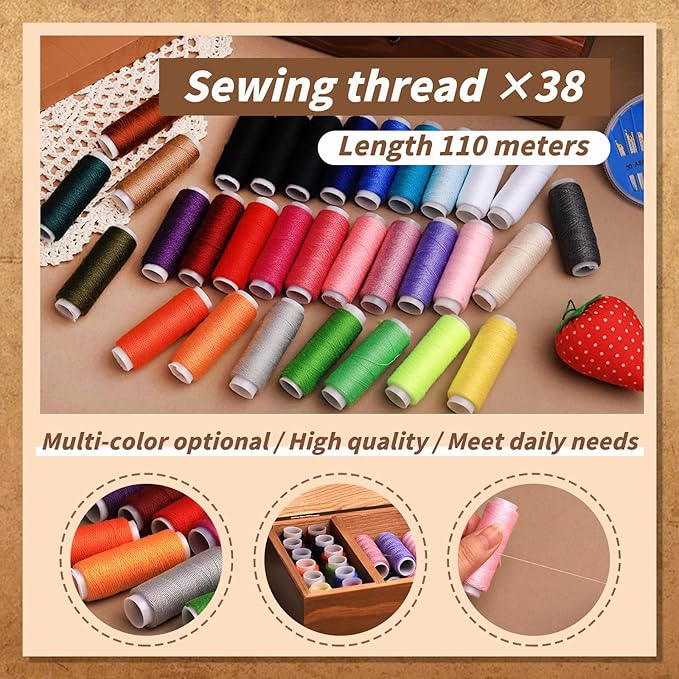 Basic Sewing Kit 196 Pcs Sewing Accessories and Supplies Sewing Repair Kits Hand Sewing Kit with StitchingThread Needle Pin Cushion Button for Travel, Camping, Home DIY