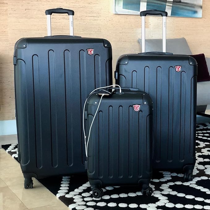 DUKAP INTELY Hardside Luggage Set with Spinner Wheel | Spacious Travel Suitcases with TSA Lock and Ergonomic GEL Handle | 3 Piece Set (20"/28"/32") | Black