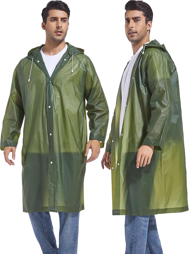 2PCS Rain Ponchos for Adults Reusable Rain Coats for Adults Rain Jackets Raincoats for Men Women