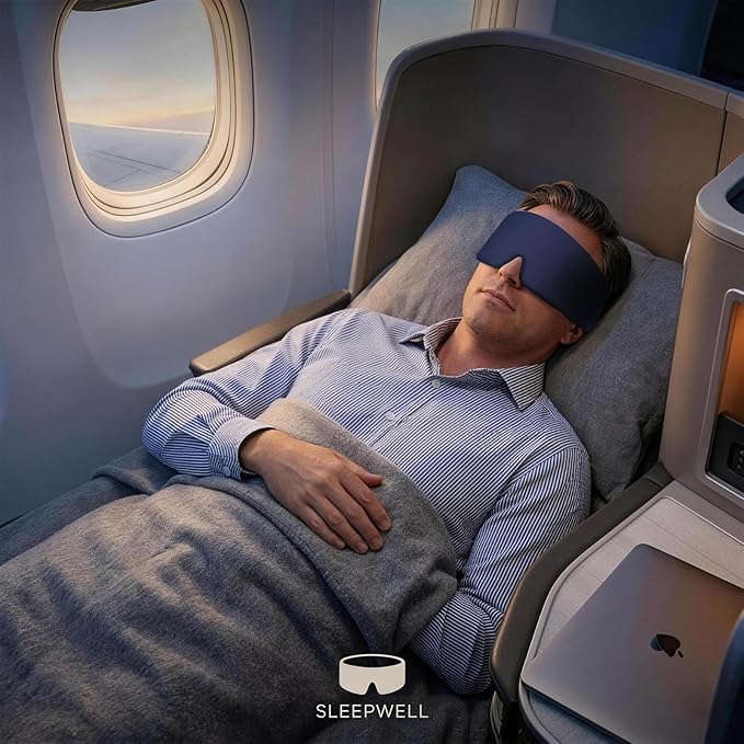 Sleep Mask for Men & Women, Blackout Eye Mask for Sleeping, Hypoallergenic Ultra-Lightweight Full Coverage Blindfold with Quiet Adjustable Strap, Reversible & Cooling – for Airplane Travel