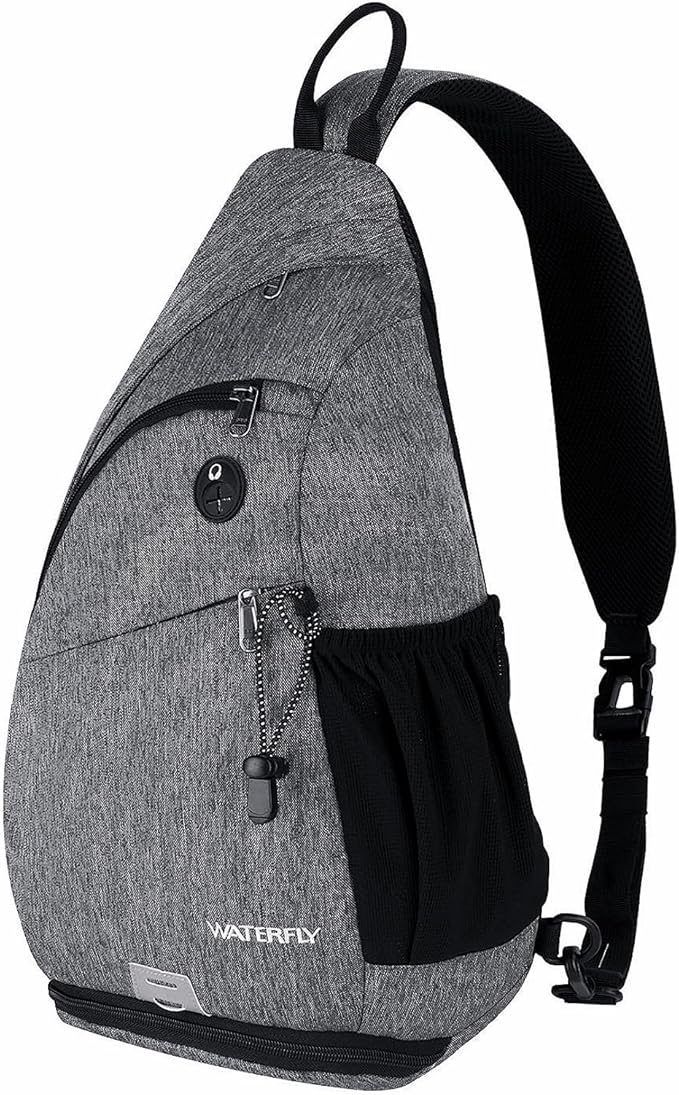 WATERFLY Sling Bag Sling Backpack Small Crossbody Shoulder Bag for Men Women Traveling Cycling Hiking Daypack