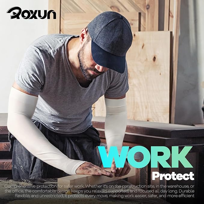 ROXUN Arm Sleeves with Thumb Hole, Cooling UV Sun Protection Compression Tattoo Cover Up for Men/Women