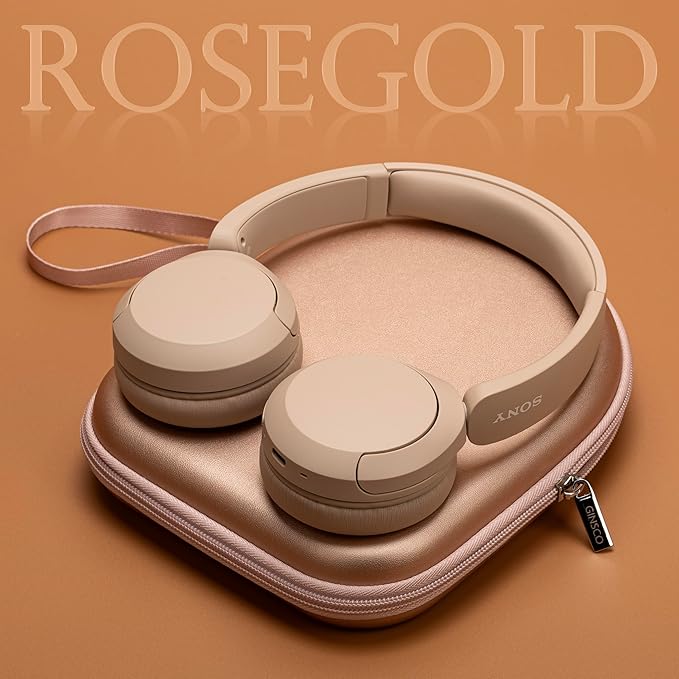 Ginsco Case Compatible with JBL Tune 510BT/520BT/500BT with Sony WH-CH520/510, Ultra-Slim Hard Shell Waterproof Headphone Case for On Ear Headphones (Rose Gold)