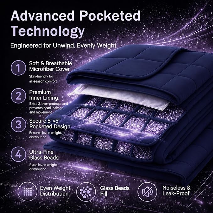 Navy Blue Weighted Blanket for Adults 20lbs, 88"x104", King Size Cooling Heavy Throw Blanket for 180-220lbs, Microfiber Soft Thick Big Blankets Weighted Comforter Gift for Sleeping