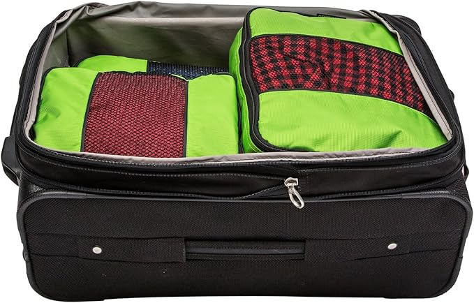 Travel Wise Packing Cubes for Travel - 5 Piece Set with Pattern Design, Lightweight Ripstop Nylon Luggage Organizers with Mesh Panel, Small Medium Large Sizes