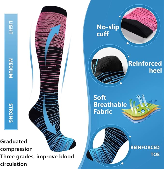 bropite Compression Socks for Women & Men Circulation-Support Knee High Socks 20-30 mmhg-Best for Running,Medical,Nurse,Travel