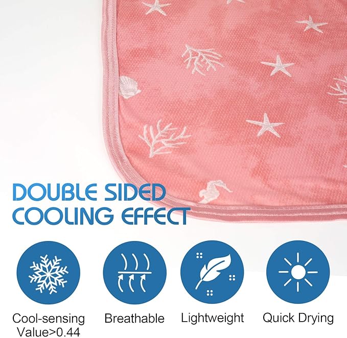 Ailemei Direct Cooling Blanket with Double Sided Cold Effect, Lightweight Breathable Summer Oversize Coastal Theme Bed Blankets, Transfer Heat to Keep Body Cool for Hot Sleepers Night Sweats, 108“x90”