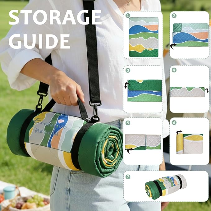 Exclusivo Mezcla Extra Large Waterproof Picnic Blankets 3 Layer, Sandproof and Foldable Outdoor Blanket for Beach Camping, Park and Travel