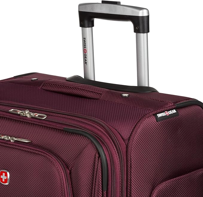 SWISSGEAR Sion Softside Expandable Spinner Luggage Durable Lightweight Travel Suitcase, Merlot, Checked-Medium