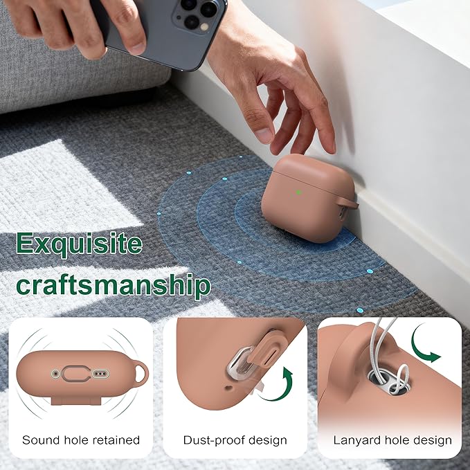 R-fun for AirPods Pro 3 Case (2025), Soft Silicone Protective Case Cover Compatible with Apple AirPods Pro 3rd Generation (USB-C Cable) for Women Men with Cleaning Kit and Keychain, Milk Tea