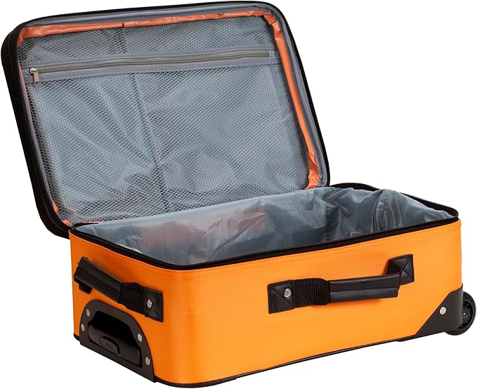 Rockland Fashion Softside 2 Piece Luggage Set, Expandable, (14" Tote/19" Upright), Orange