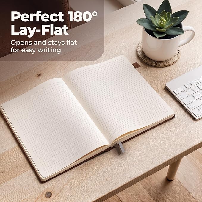 3 Pack Classic Hardcover Lined Notebooks - 8.5x11" A4 Leather Journal with 200 Pages, Sticky Tabs, Pockets, Pen Loop & Ribbon Bookmarks - Large Notebooks for Work, School, Journaling - Campus Notebook