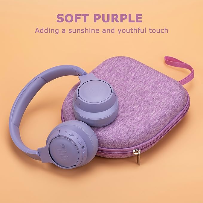 Ginsco Universal Headphone Case Compatible with JBL Tune 510BT 720BT, Sony WH-CH 720N/WH-CH520, with Sony/JBL/Soundcore Q20i Q30/BERIBES/TOZO/KVIDIO etc Wireless Headphones Purple
