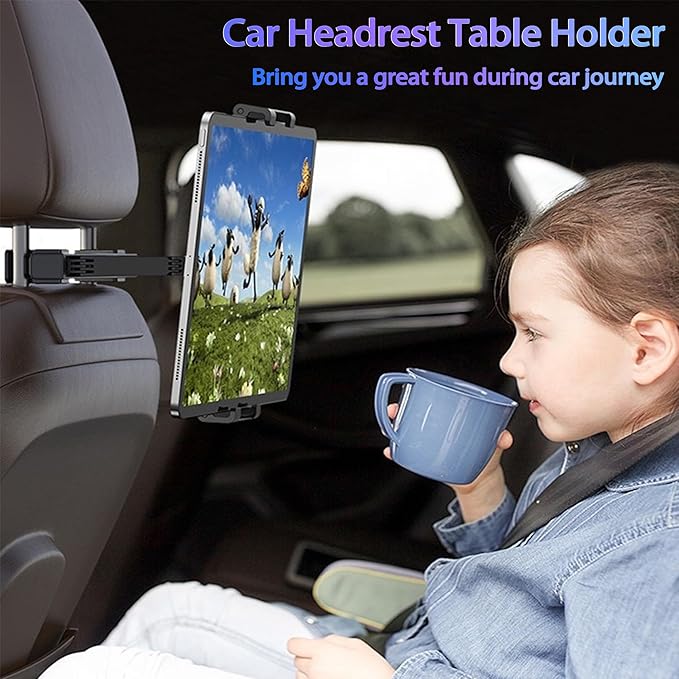 2026 Car Headrest Tablet Holder (2 Pack), Car iPad Holder for Kids, Scalable Tablet Mount for Backseat, for iPad Pro Fire HD and more, for Most Tablets/Phones, Fits Larger Tablets [Upgrade -Black]