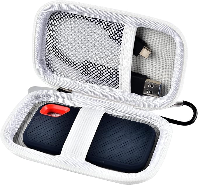 PAIYULE SSD Case for SanDisk Extreme Portable SSD Old & New Model and Extreme PRO,Hard Shell Protective Storage Bag, Fits 1TB 2TB 4TB 8TB External Solid State Drive for Travel(White)