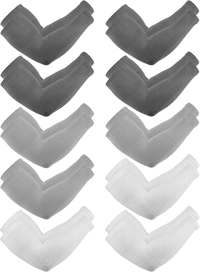 Boao 10 Pairs UV Arm Sleeve for Men Women Cooling Tattoo Cover up Compression Sun Protection Sleeves for Outdoor Activities