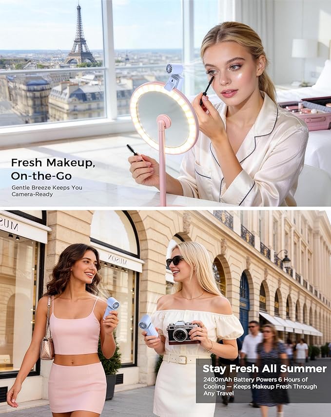 Handheld Fan Portable,0.26lb Mini Fan,Handheld/Clip-on Dual Mode,4-Speed & long lasting,USB-C Fast Charge & Power Display,compact for Outdoor/Commute/Office/Travel/Stroller,Gifts for Women men,Blue