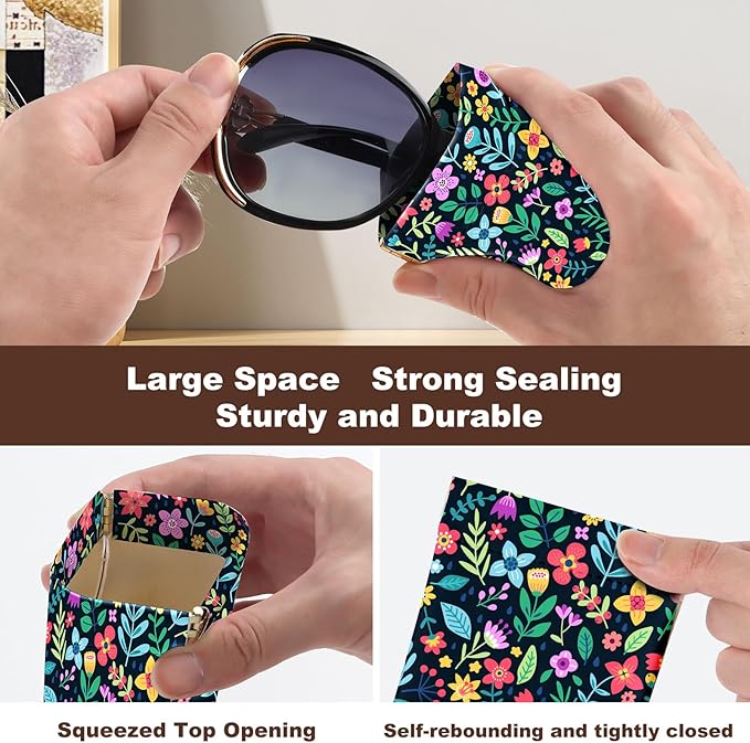 Anikathy 2Pcs Sunglass Eyeglass Glasses Case Soft PU Leather with Cleaning Cloth Cute Glasses Pouch Bag for Men Women Girs