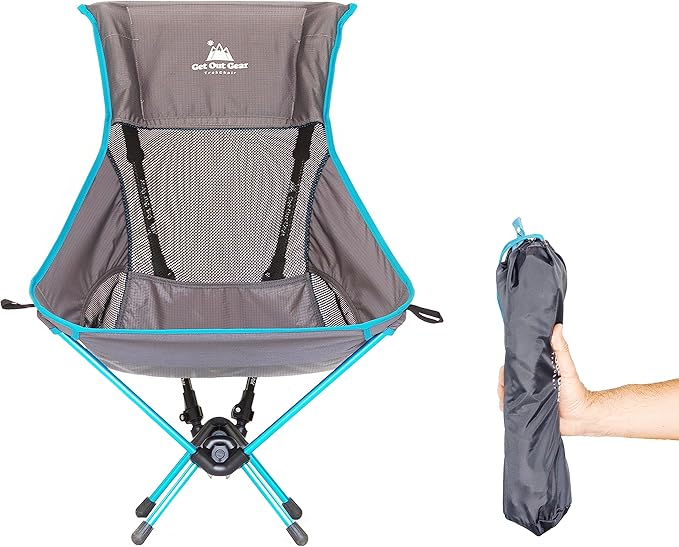 Get Out Gear TrekChair High-Back Ultralight Backpacking Chair - Chair Only | Requires User Provided Trekking Poles