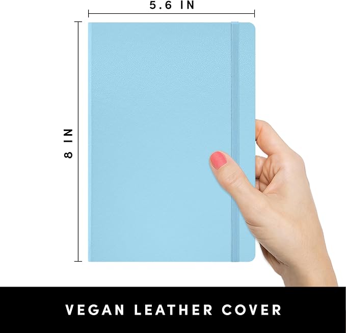 PAPERAGE Lined Journal Notebook, Hardcover Journal for Women & Men, 160 Pages, (5.6 in x 8 in), College Ruled Journaling Notebook for Work, School Supplies & Note Taking, (Light Blue)
