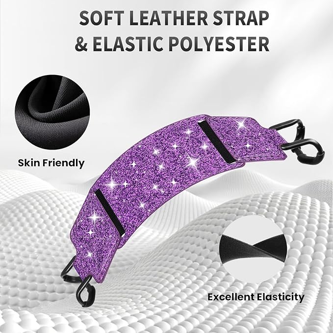 MoKo 2 Pack Security Hand Strap for 6-8" Kindle eReaders Fire Tablet-Kindle/Kobo/Voyaga E-Book Tablet, High-Elasticity Versatile Hand Strap Lightweight Finger Grip Holder, Deep Purple+Glitter Purple