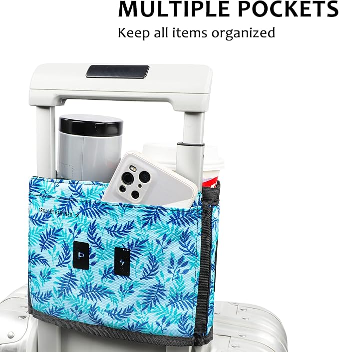 riemot Drink Caddy for Luggage Travel Cup Holder Free Hand - Hold Two Coffee Mugs - Fits Roll on Most Suitcase Handles - Gifts for Flight Attendants &Frequent Travelers Accessories Blue