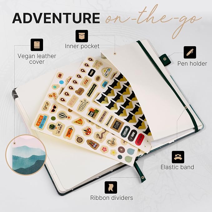 3-in-1 Travel Journal for Women - My Adventure Book, Travelers Notebook, Scrapbook & Bucket List Gifts for People Who Travel A Lot With Prompts - Cruise & Camping Essentials Planner Accessories Diary